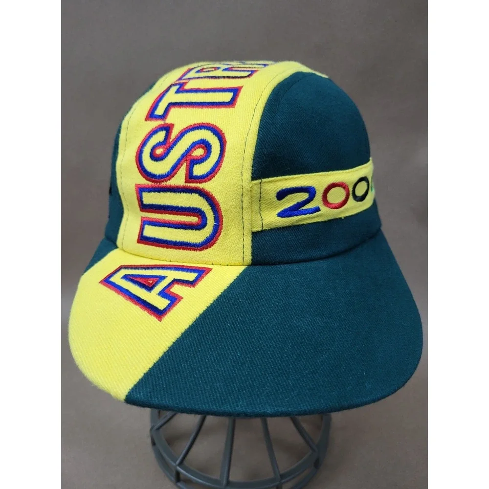 Australia Green & Yellow Cotton Strapback Baseball Cap Hat Strapback
